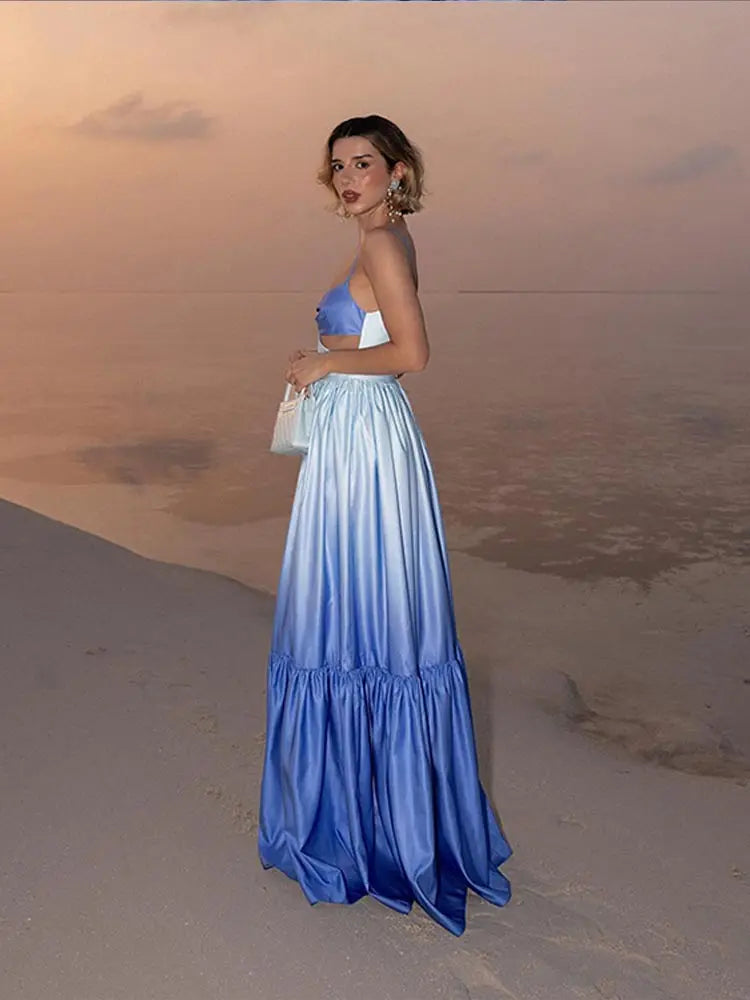 Elegant Hollow Gradient Long Dress - Sabrina - Image 4