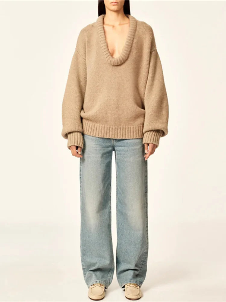 Loose O Neck Knit Sweater - Linda - Image 4