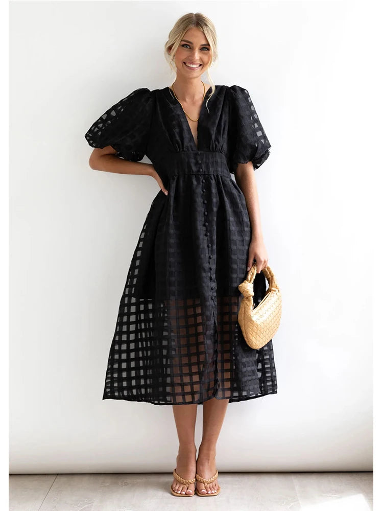 Lantern Sleeve A-line Dress - Betty - Image 7