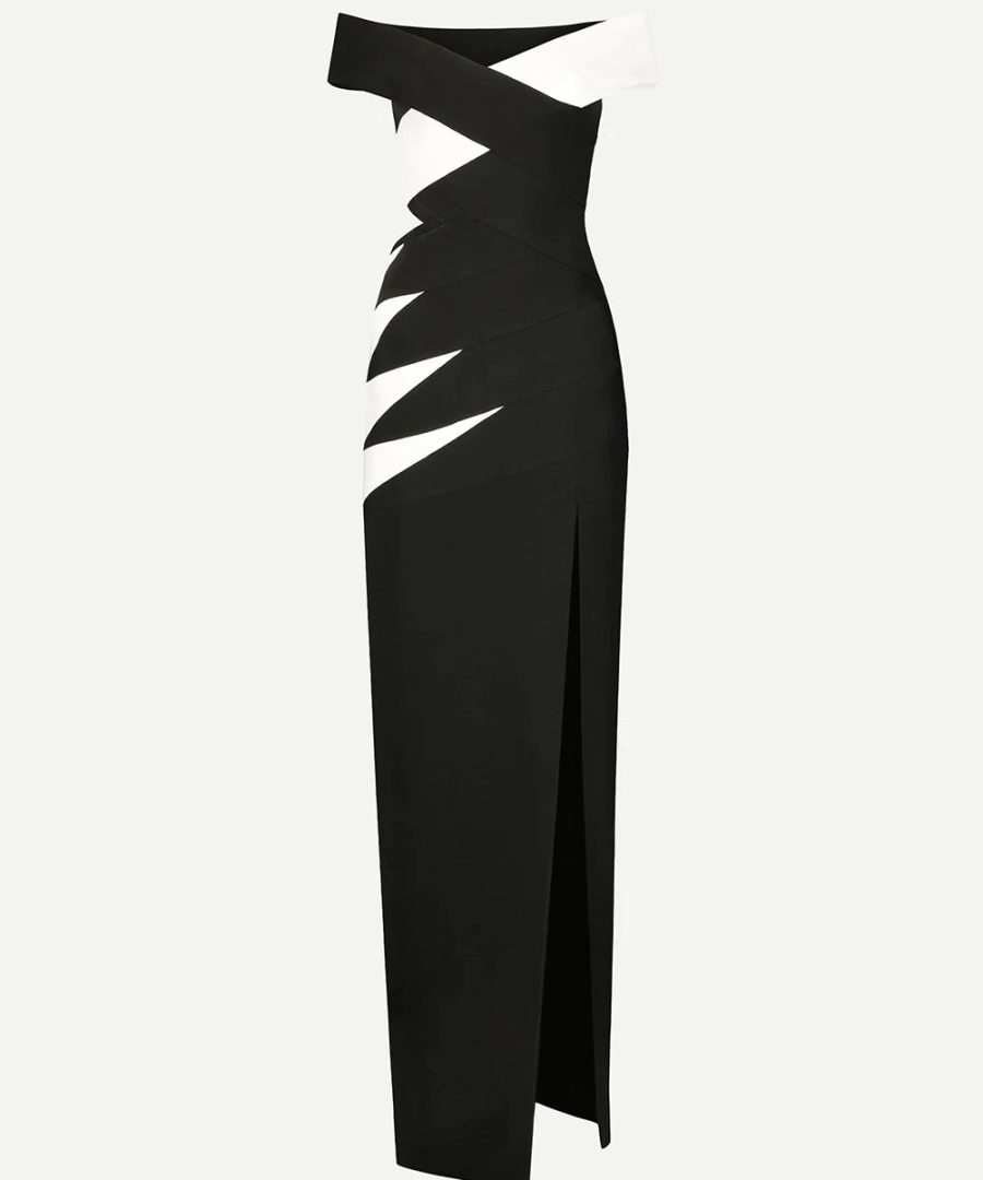 Off The Shoulder Contrast Dress - Willy