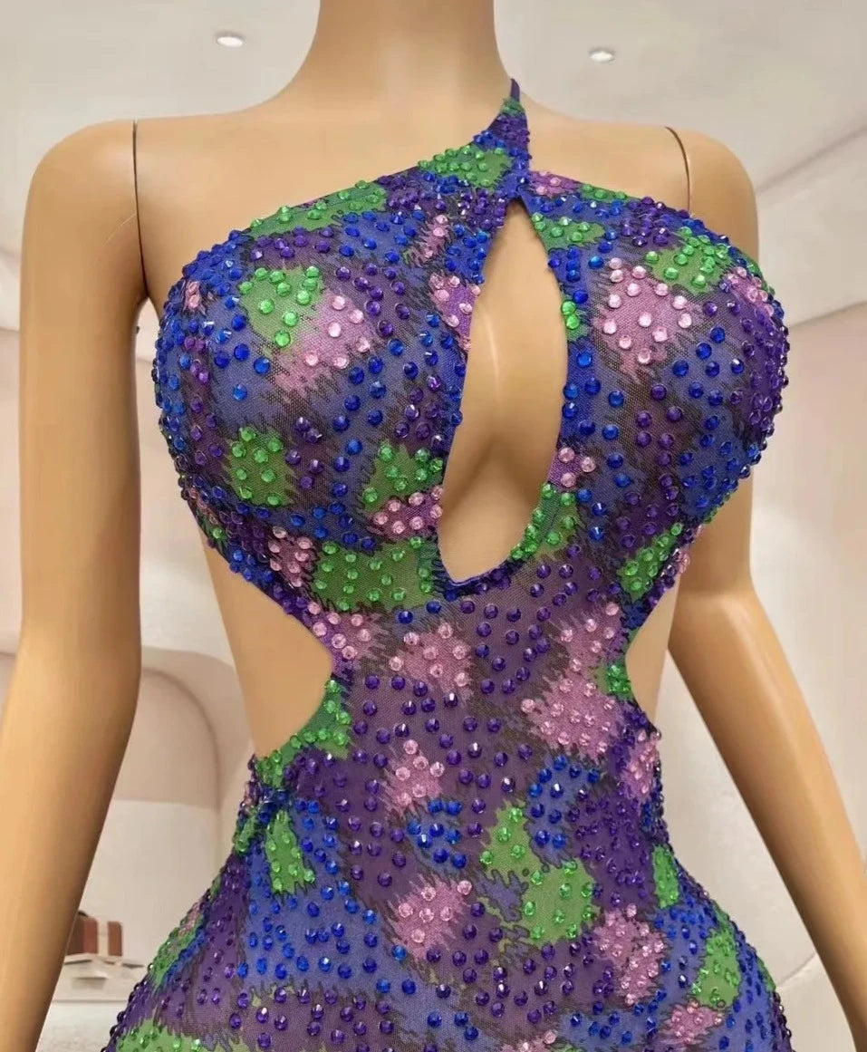 Colorful Rhinestones Dress - Bianca - Image 4