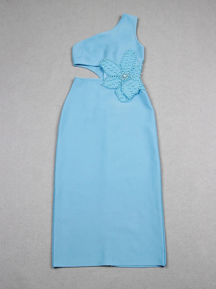 One Shoulder Pearl Flower Dress - Ollia - Image 4