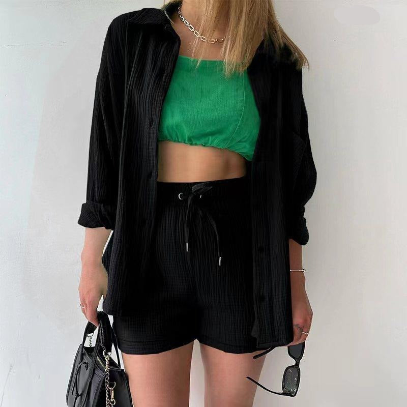 Oversized Long Sleeve Shirt 2 Piece Sets - Lila - Image 8