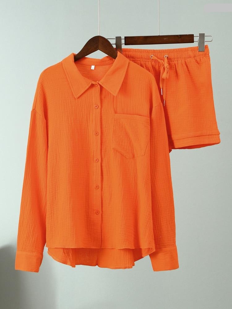 Oversized Long Sleeve Shirt 2 Piece Sets - Lila - Image 13