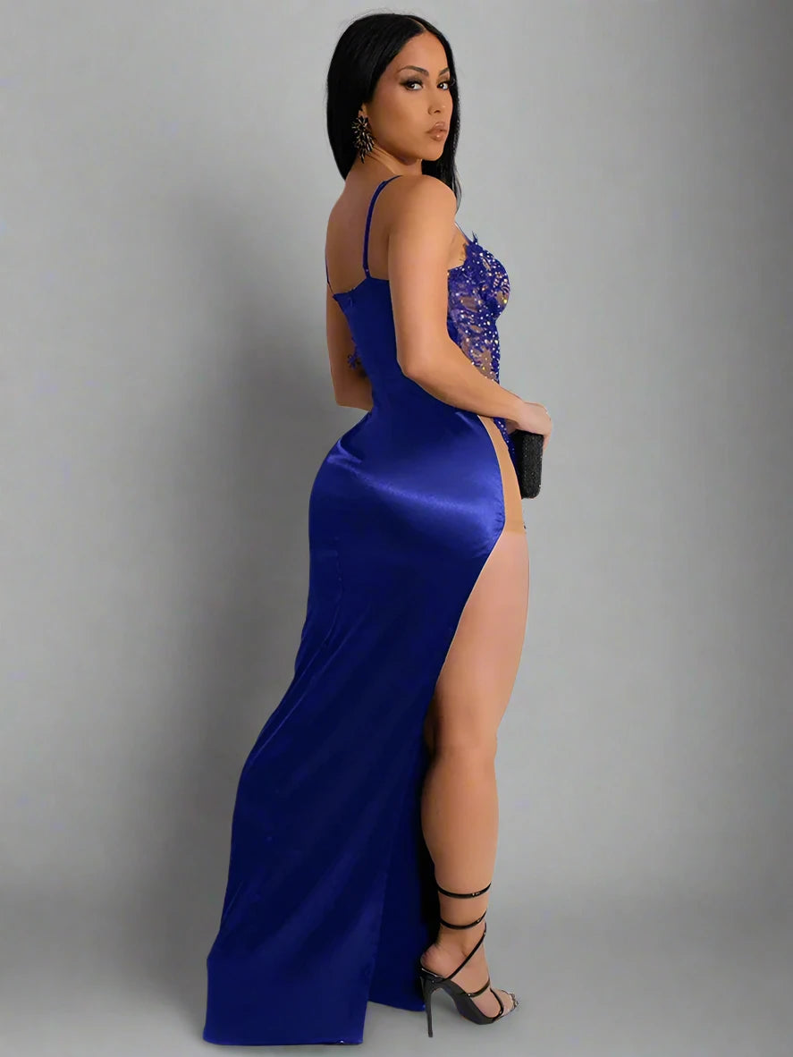 Rhinestones High Split Dress - Claire - Image 3