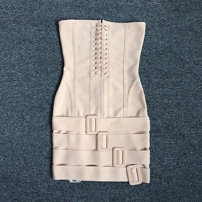 Apricot Strapless Bandage Dress - Izzie - Image 10