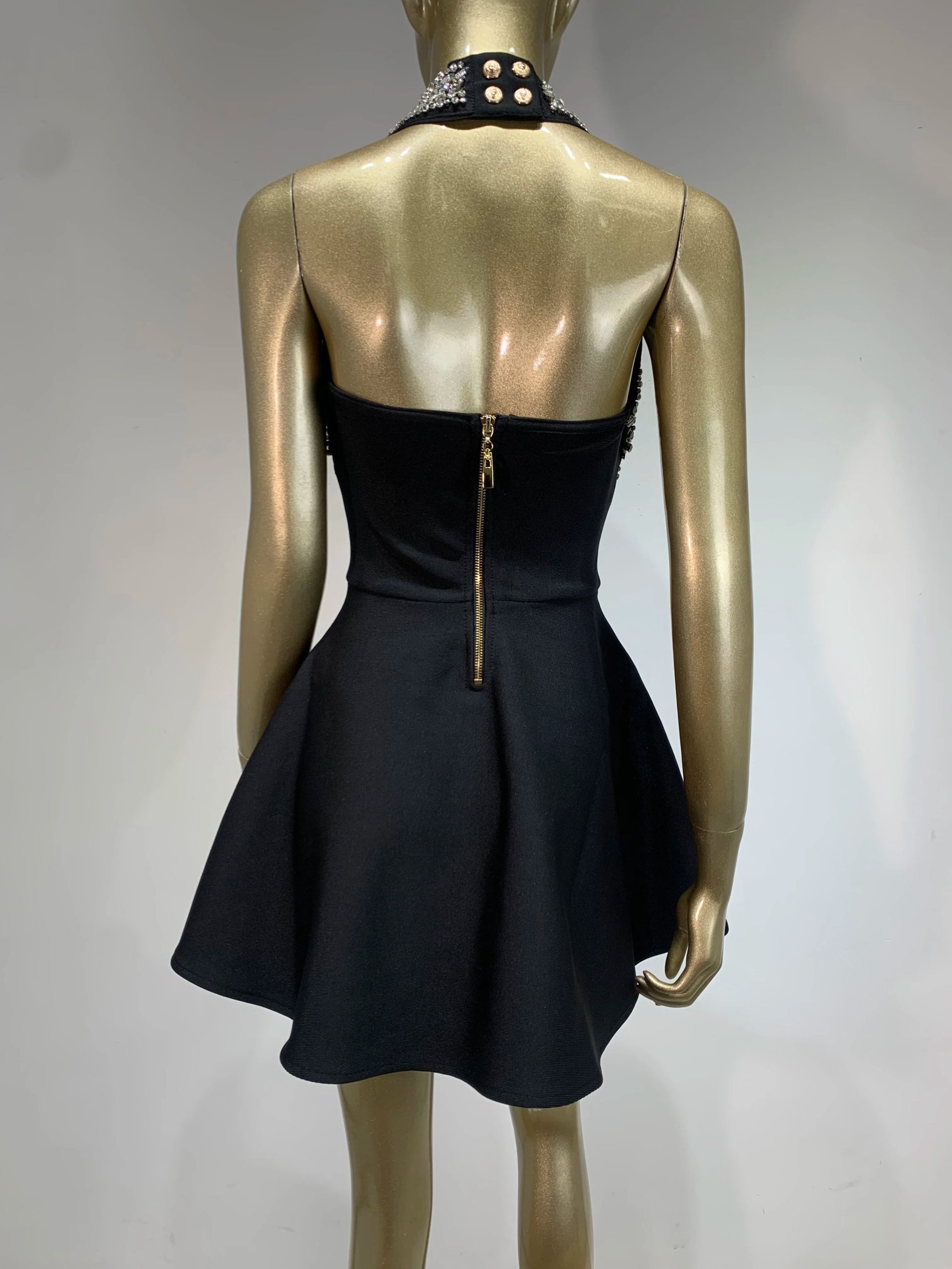 Backless Halter Buttons Dress - Saona - Image 2