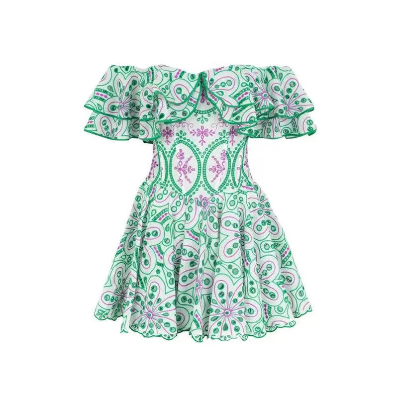 Embroidery Ruffles Dress - Rovenia - Image 5