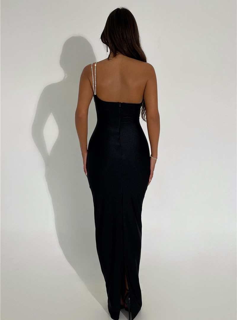 One Shoulder Backless Sexy Maxi Dress - Lila
