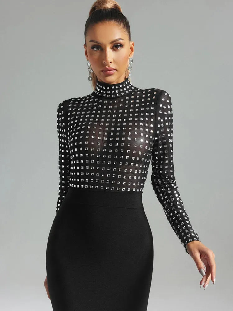 Turtleneck Rhinestone Dress - Suzi - Image 11