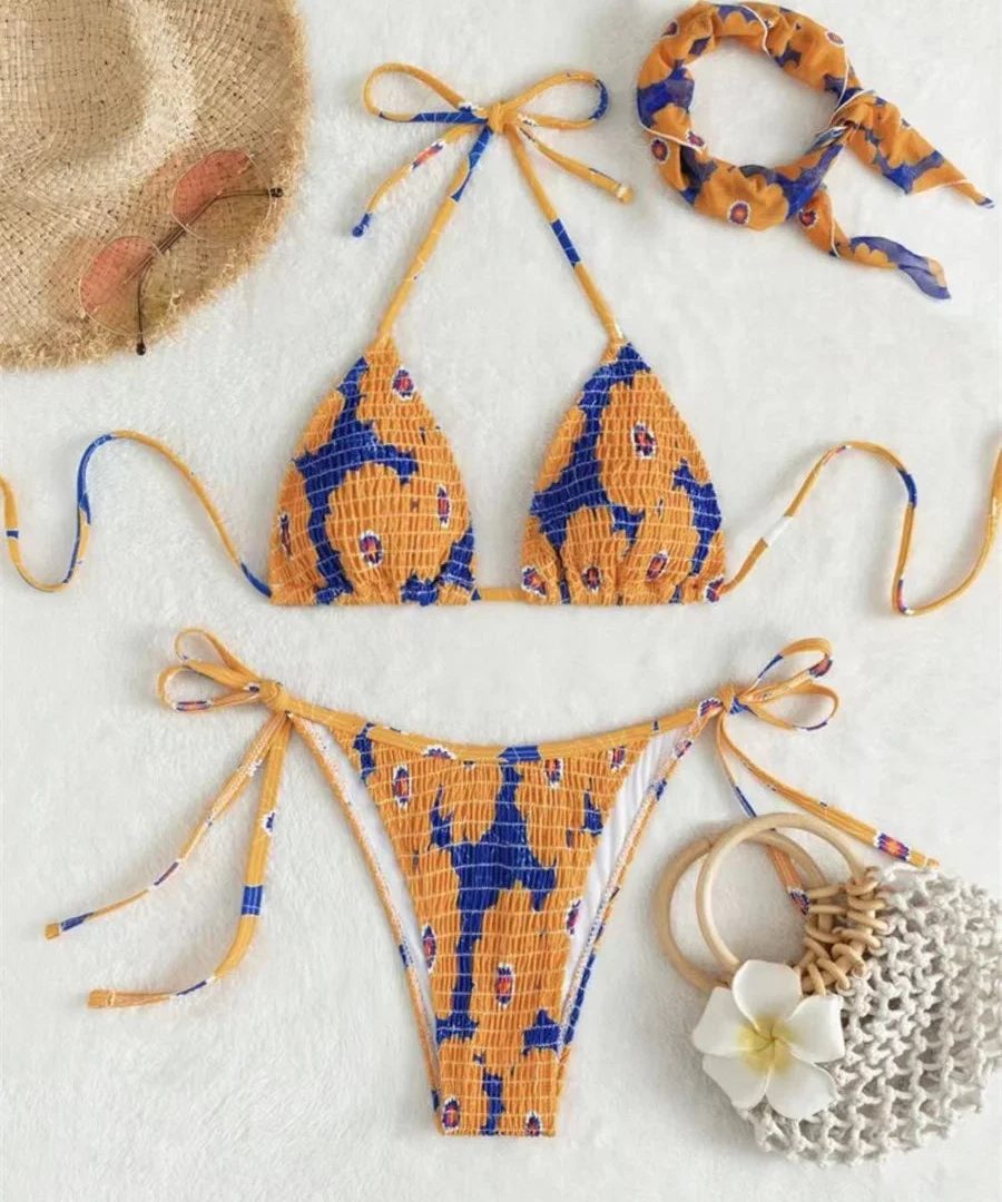 Floral Print Draped Bikini Set - Nadja