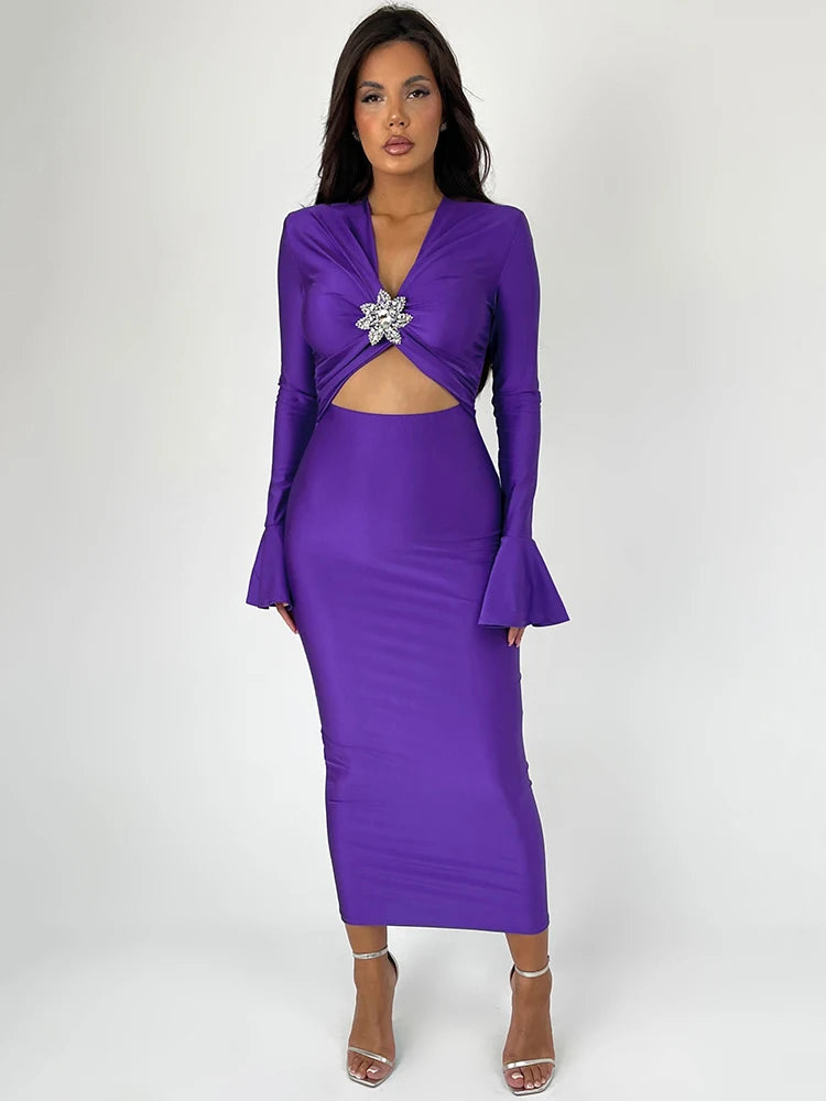 Hollow Out Sexy V Neck Dress - Evanthe - Image 9