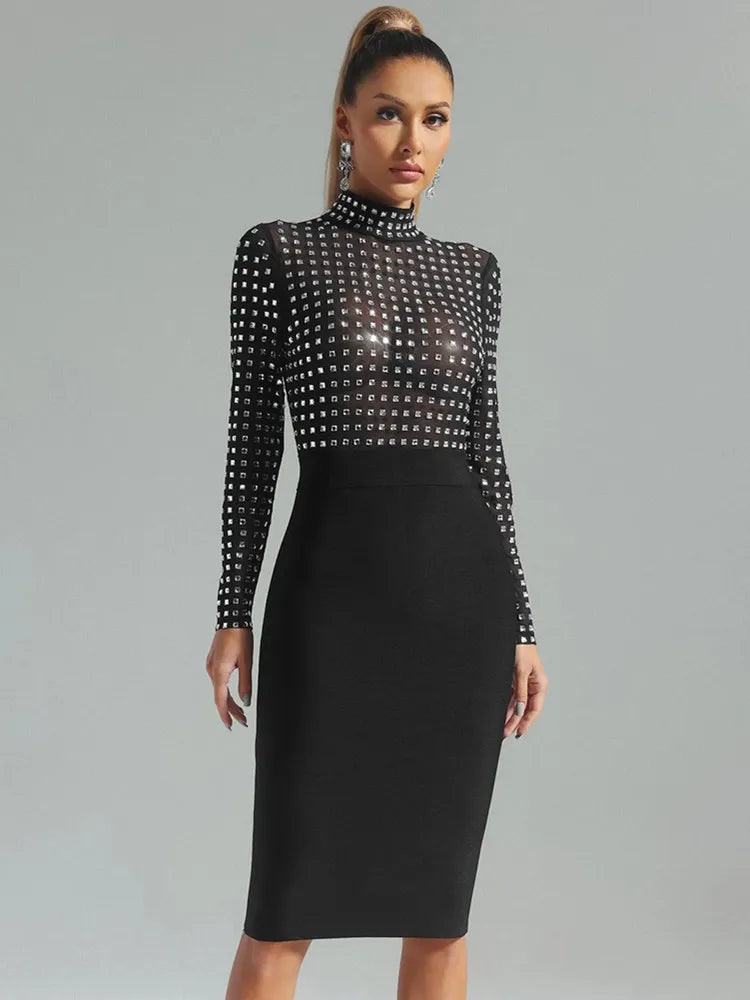 Turtleneck Rhinestone Dress - Suzi - Image 3