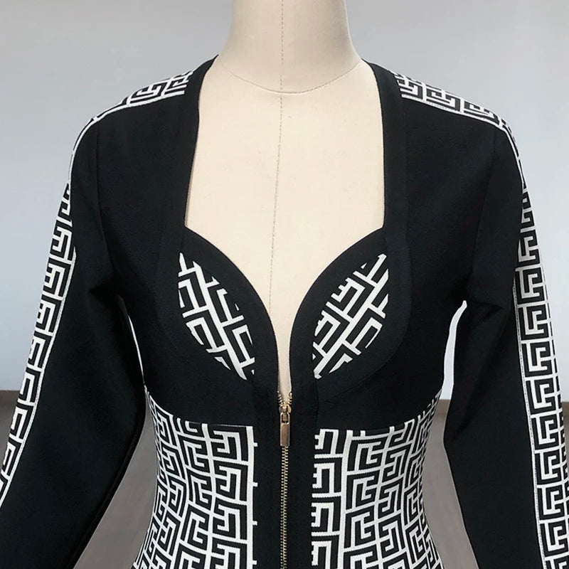 Black Jacquard Zipper Dress - Iara - Image 6