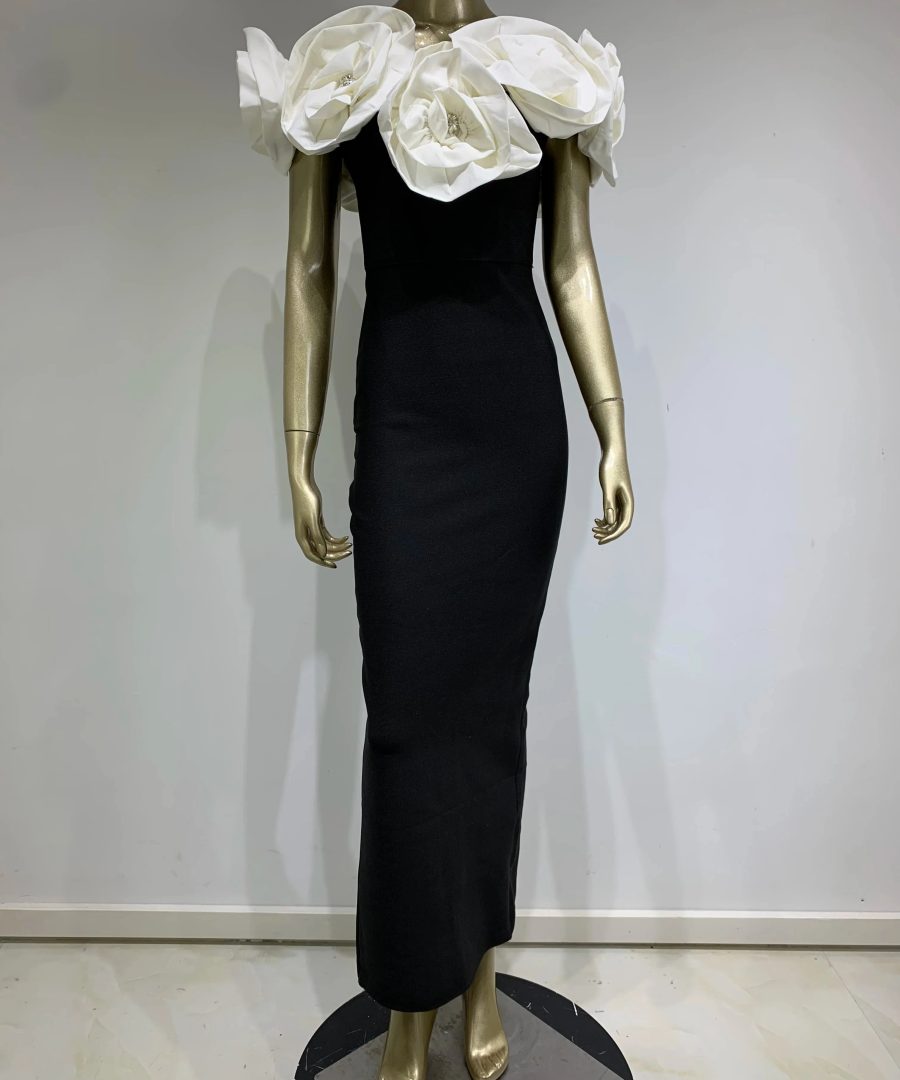 Off Shoulder Flower Bandage Dress - Surian