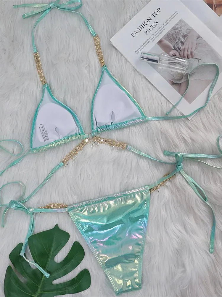 Luxury Rhinestone Criss Cross bikini Set - Alure - Image 10