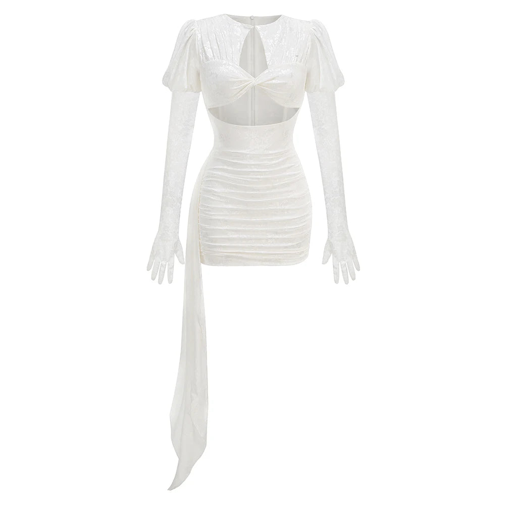 Long Sleeve Draped Dress - Elisan - Image 4