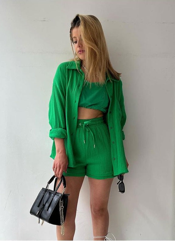 Oversized Long Sleeve Shirt 2 Piece Sets - Lila - Image 15