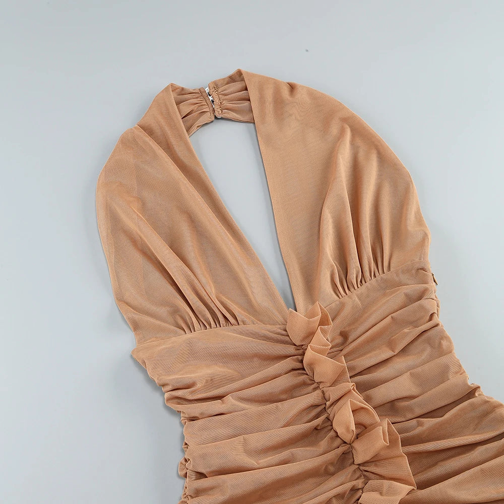 Ruffle Backless Halter Mini Dress - Blissia - Image 8