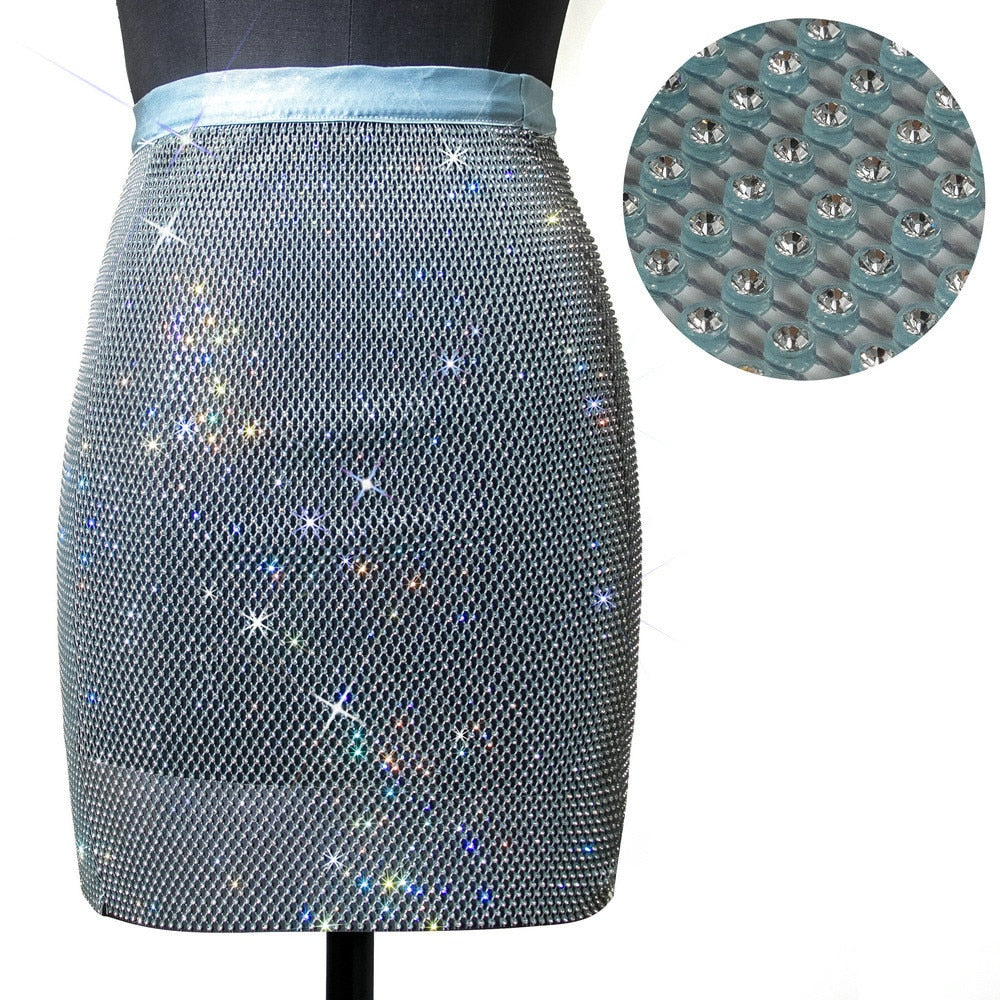 Above Knee Shiny Rhinestone Skirts - London - Image 15
