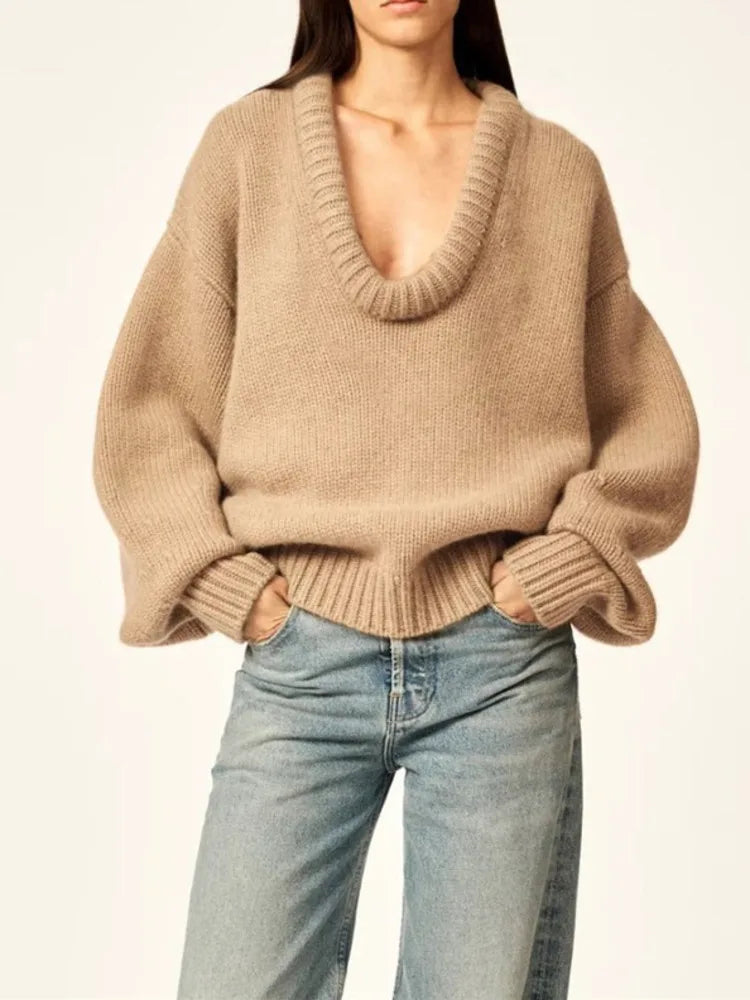 Loose O Neck Knit Sweater - Linda - Image 3
