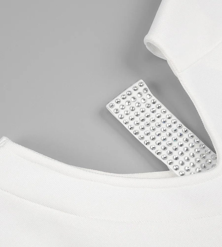 Backless Cut Out Rhinestone Dress - Ulian
