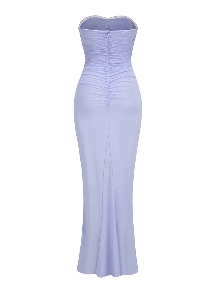 Strapless Hollow Out Long Dress - Durian - Image 2