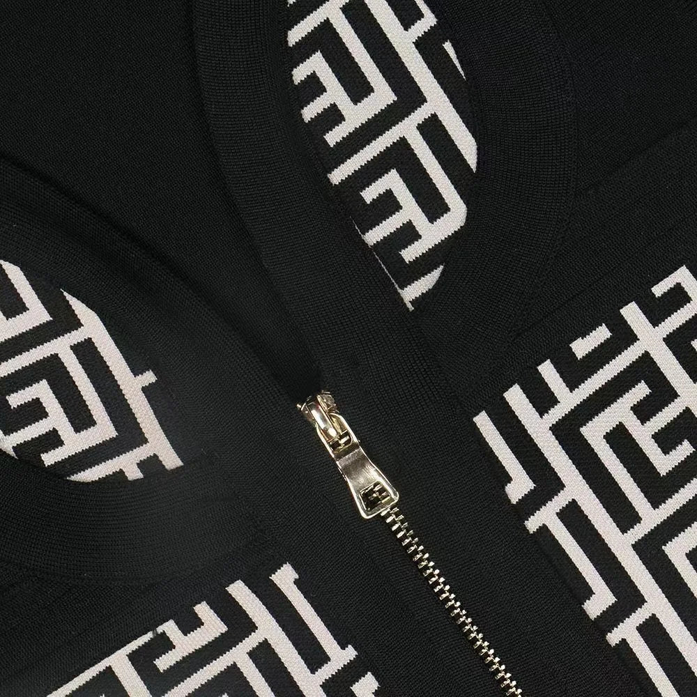 Black Jacquard Zipper Dress - Iara - Image 2