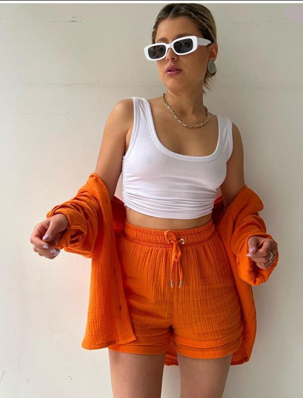 Oversized Long Sleeve Shirt 2 Piece Sets - Lila - Image 14