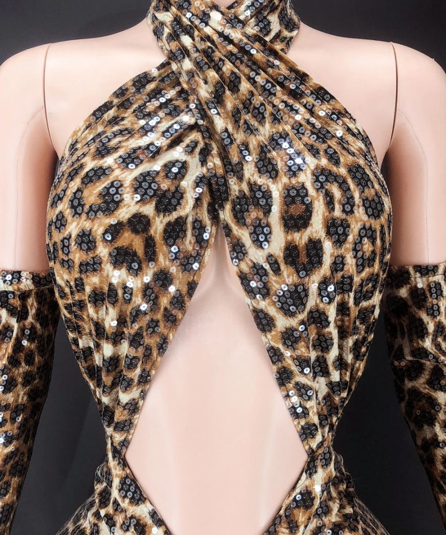 Sequins Leopard Dress - Violet