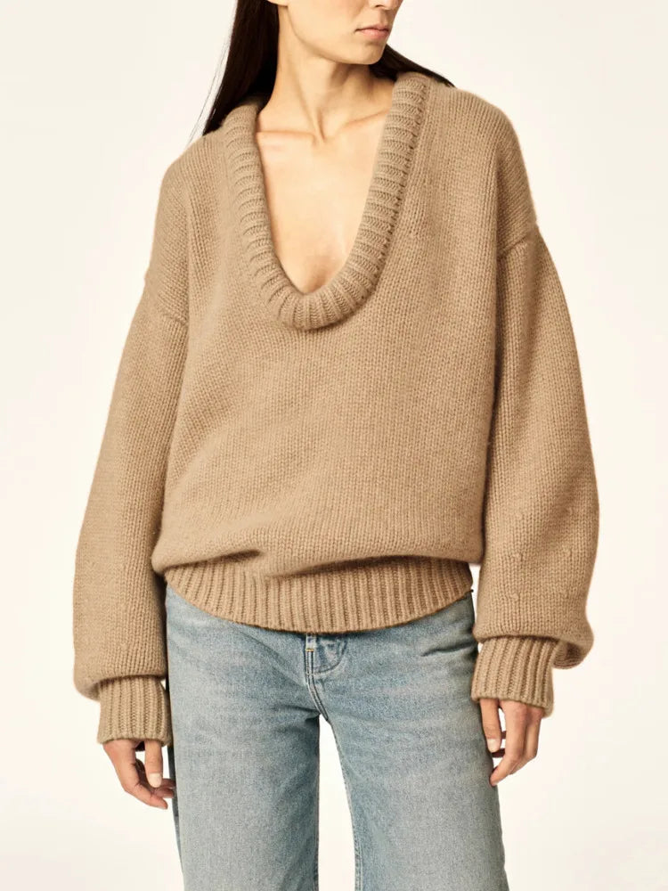 Loose O Neck Knit Sweater - Linda - Image 2