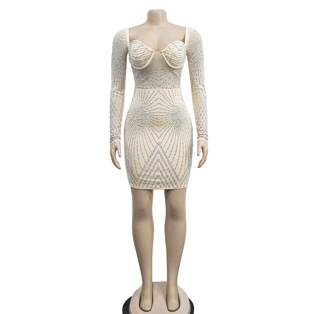 Rhinestone Bodycon Dress - Wellie - Image 6