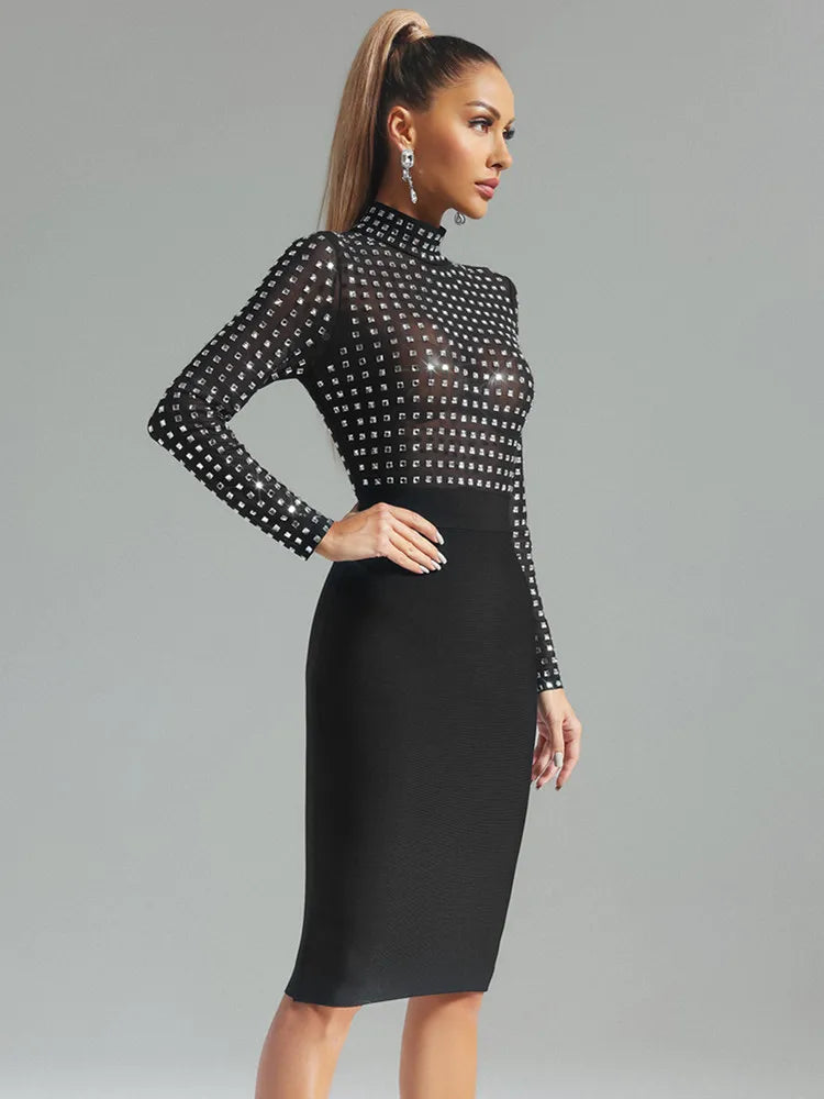 Turtleneck Rhinestone Dress - Suzi - Image 6