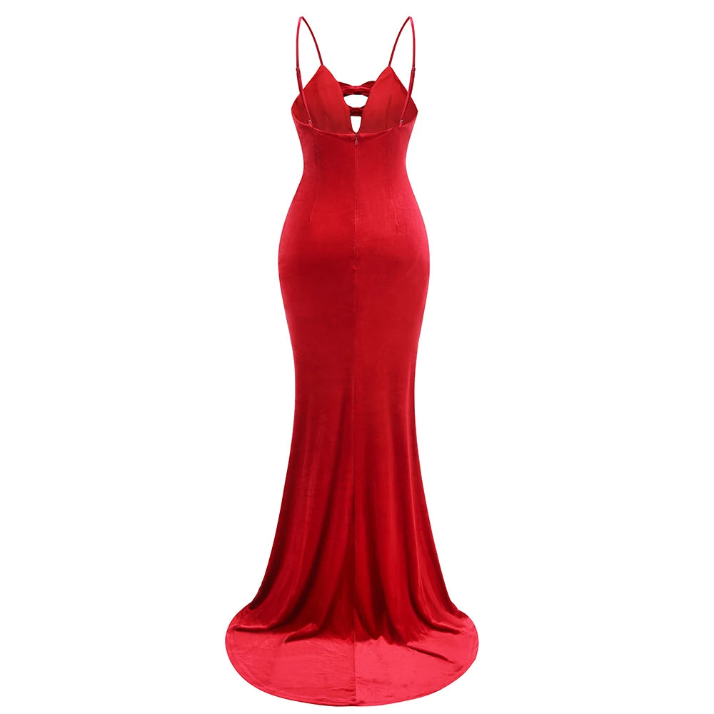 Red V-Neck Bodycon Dress - Lavinia - Image 4