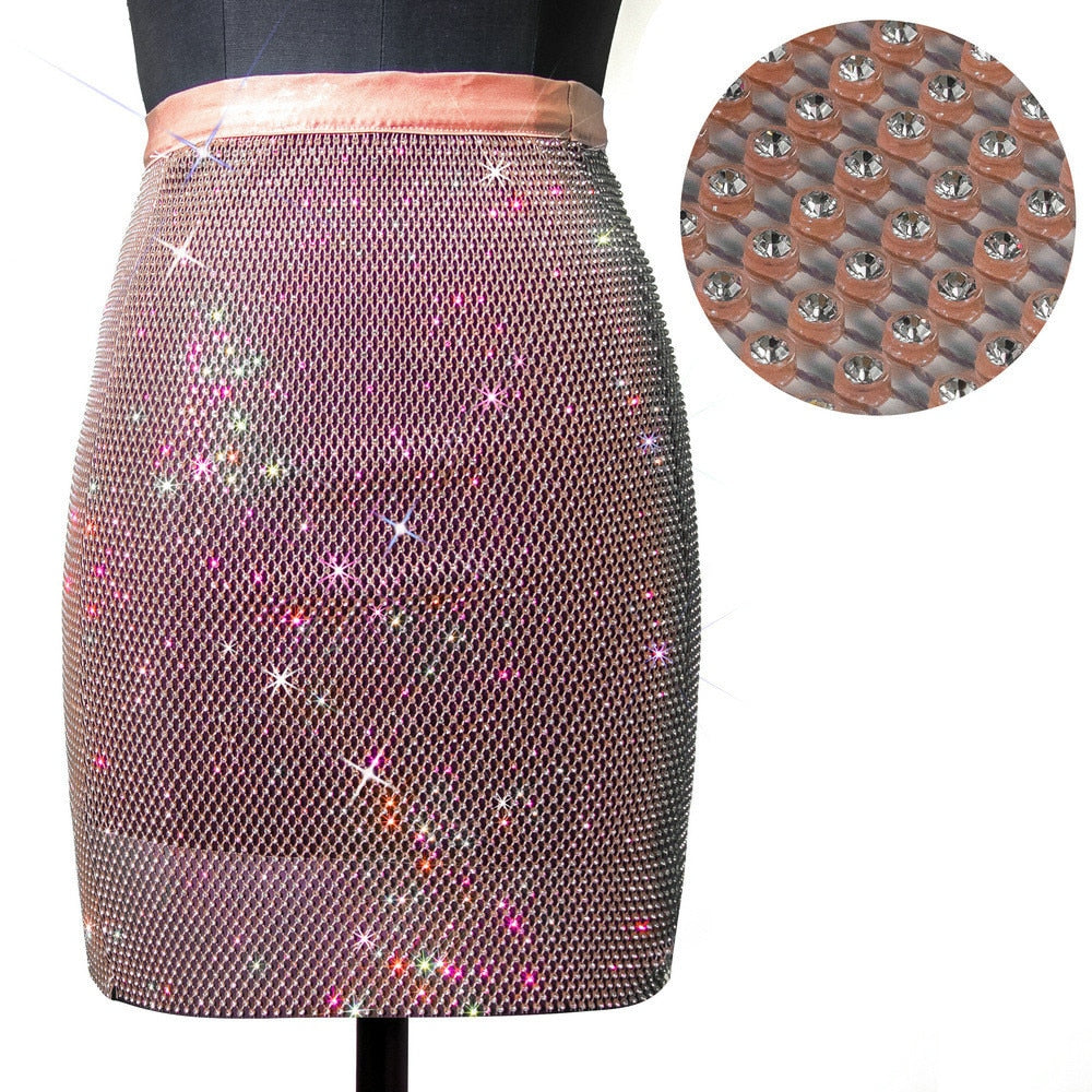 Above Knee Shiny Rhinestone Skirts - London - Image 10
