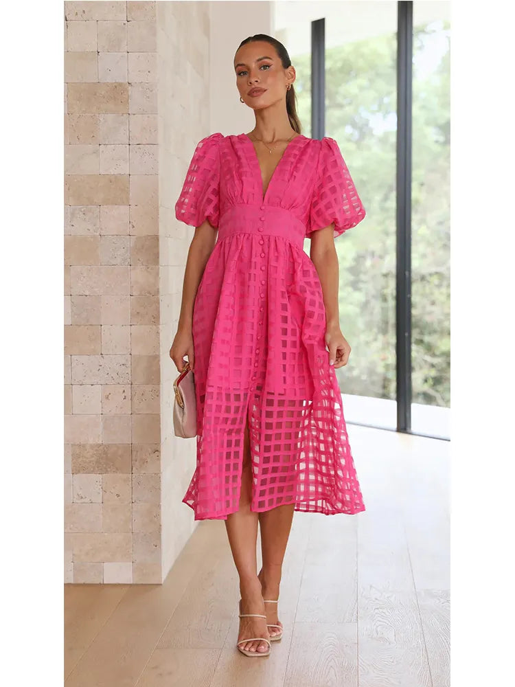 Lantern Sleeve A-line Dress - Betty - Image 11