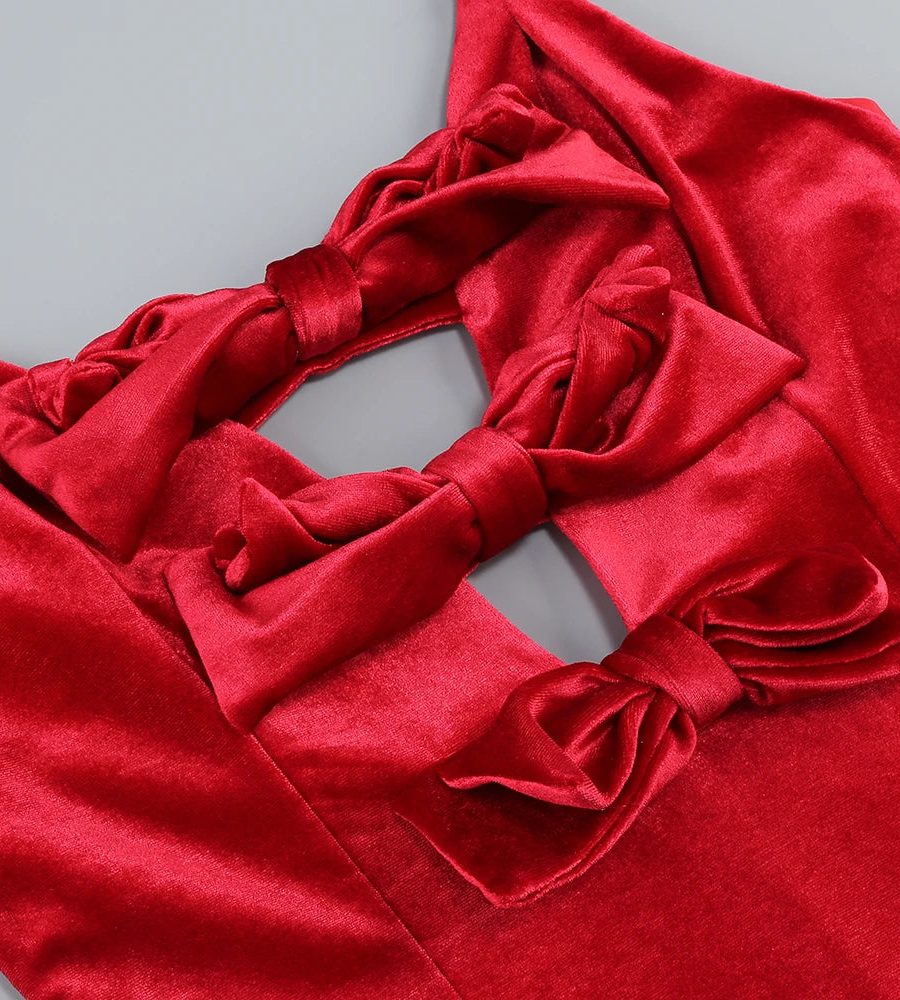 Red V-Neck Bodycon Dress - Lavinia