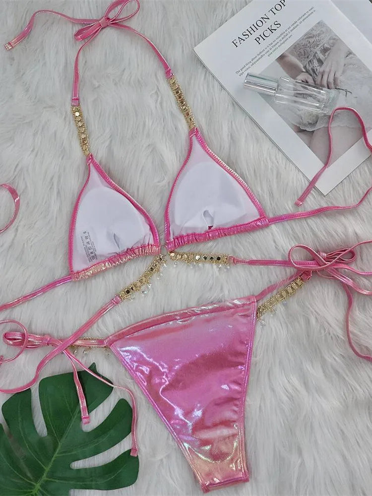 Luxury Rhinestone Criss Cross bikini Set - Alure - Image 9