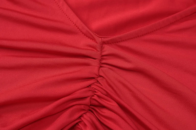 V Neck Backless Draped Dress - Rubia - Image 8