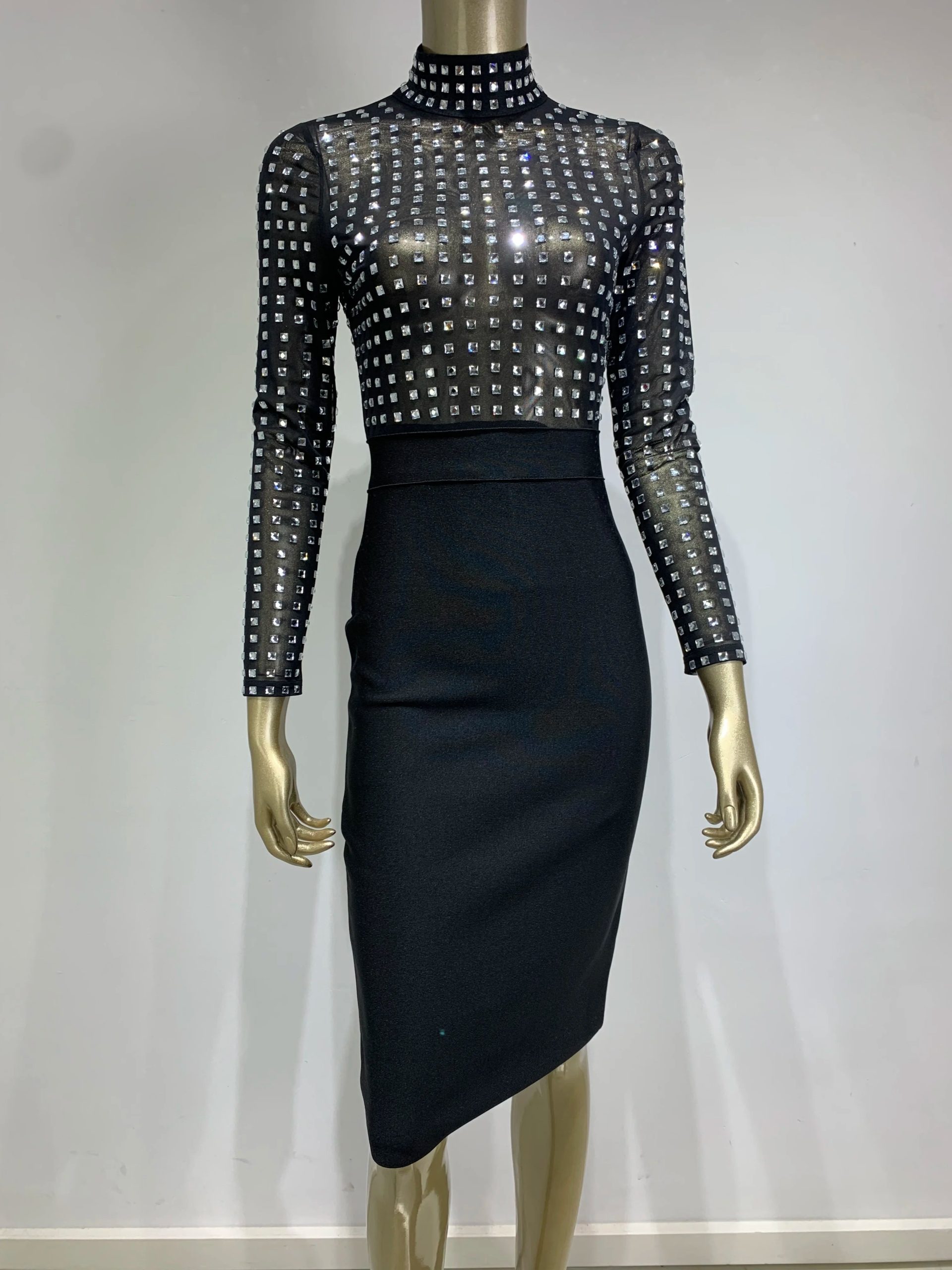 Turtleneck Rhinestone Dress - Suzi - Image 10