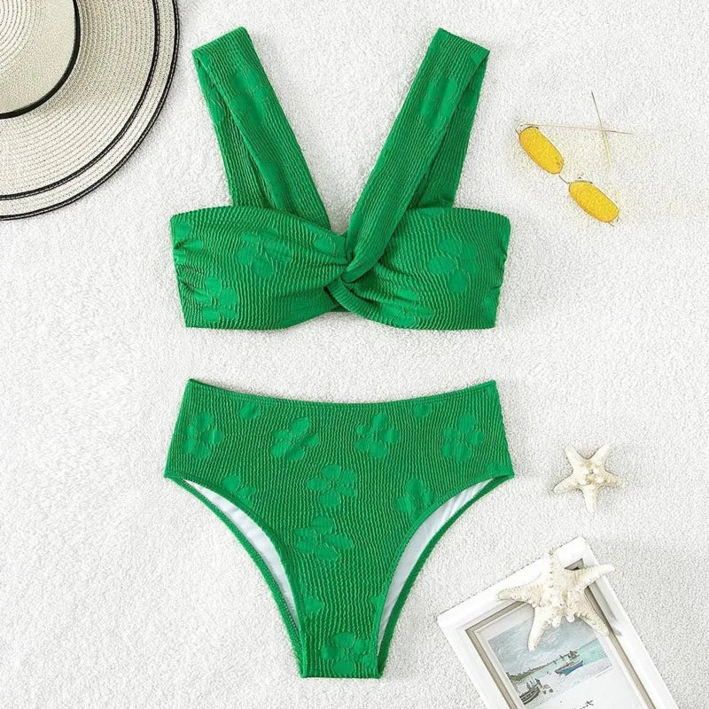 Textured High Waist Bikini - Paola