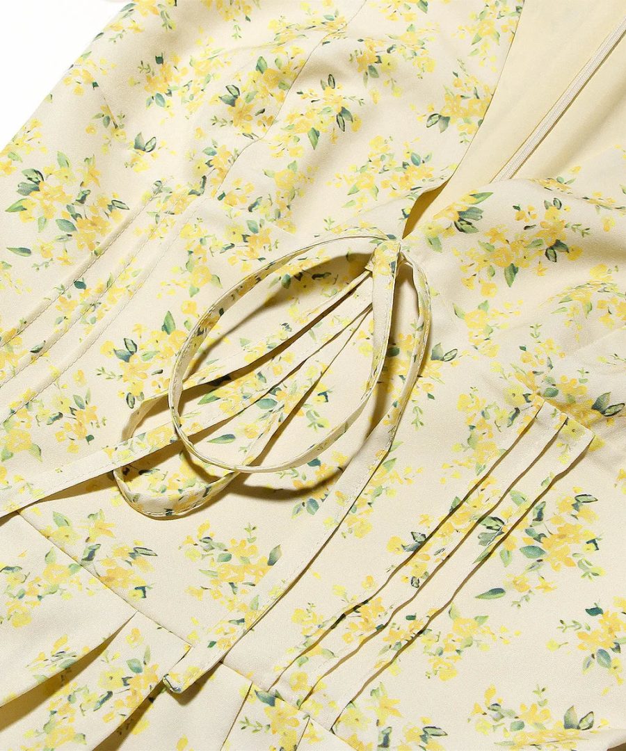 V Neck Puff Sleeve Dress - Liria