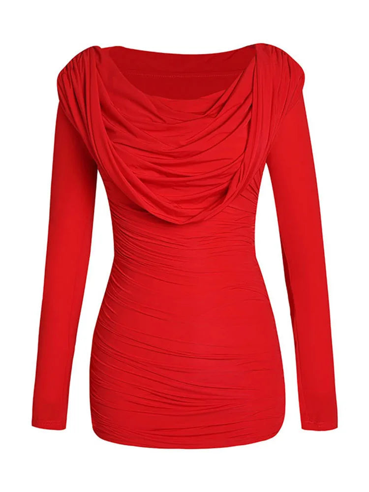 Hooded U Collar Dress - Denara - Image 5