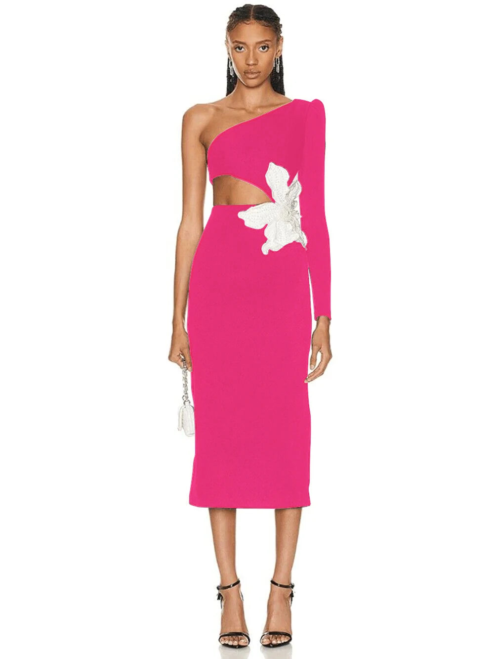 One Shoulder Hollow Out Flower Dress - Suzi - Image 5