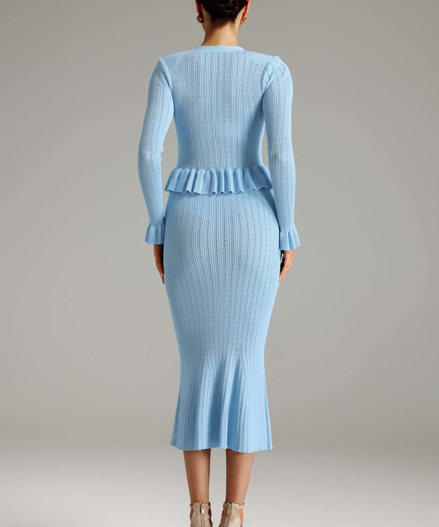 Single Breasted Mermaid Skirt Knit Set - Luiza