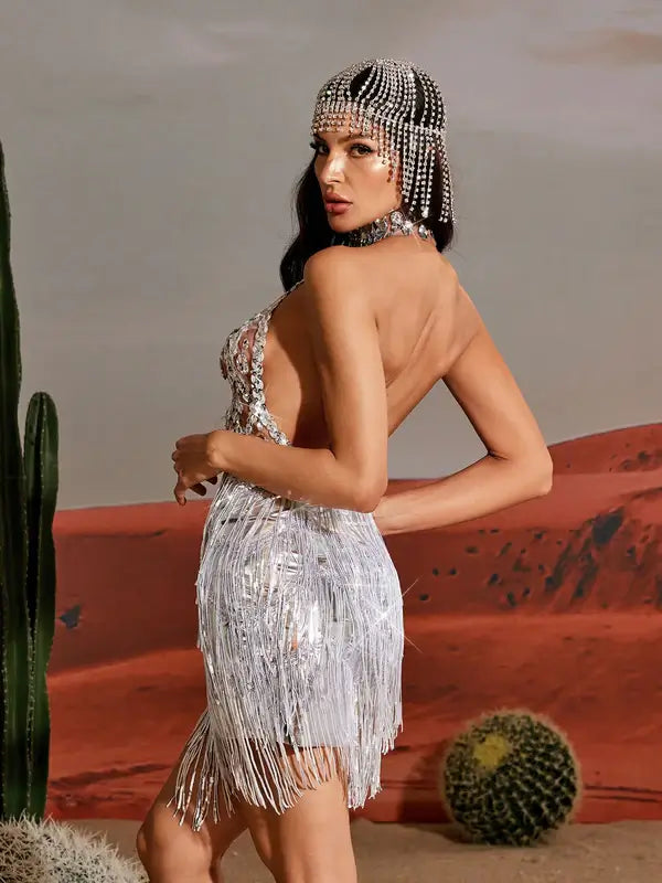 Sequin Fringe Metallic Dress - Ilóre - Image 14