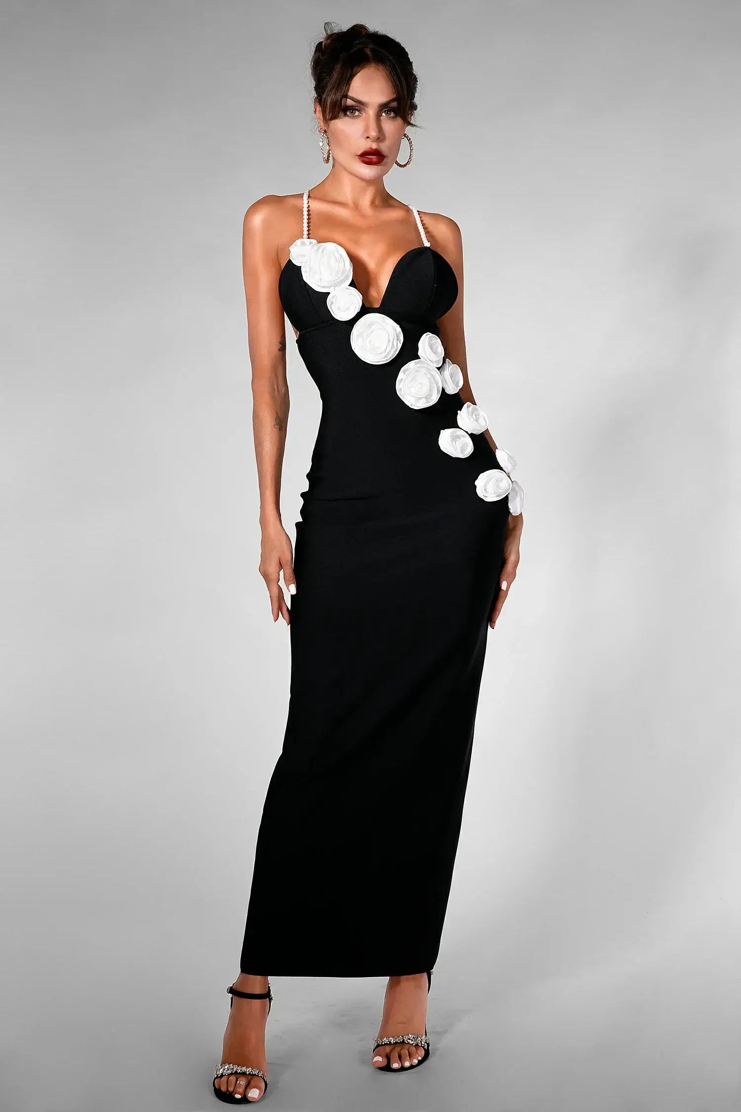 V-Neck Flowers Dress - Charmaine - Image 12