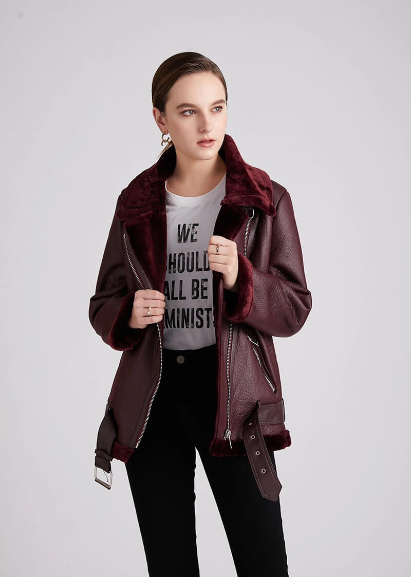 Thick Faux Leather Fur Sheepskin Jacket - Nelly - Image 2