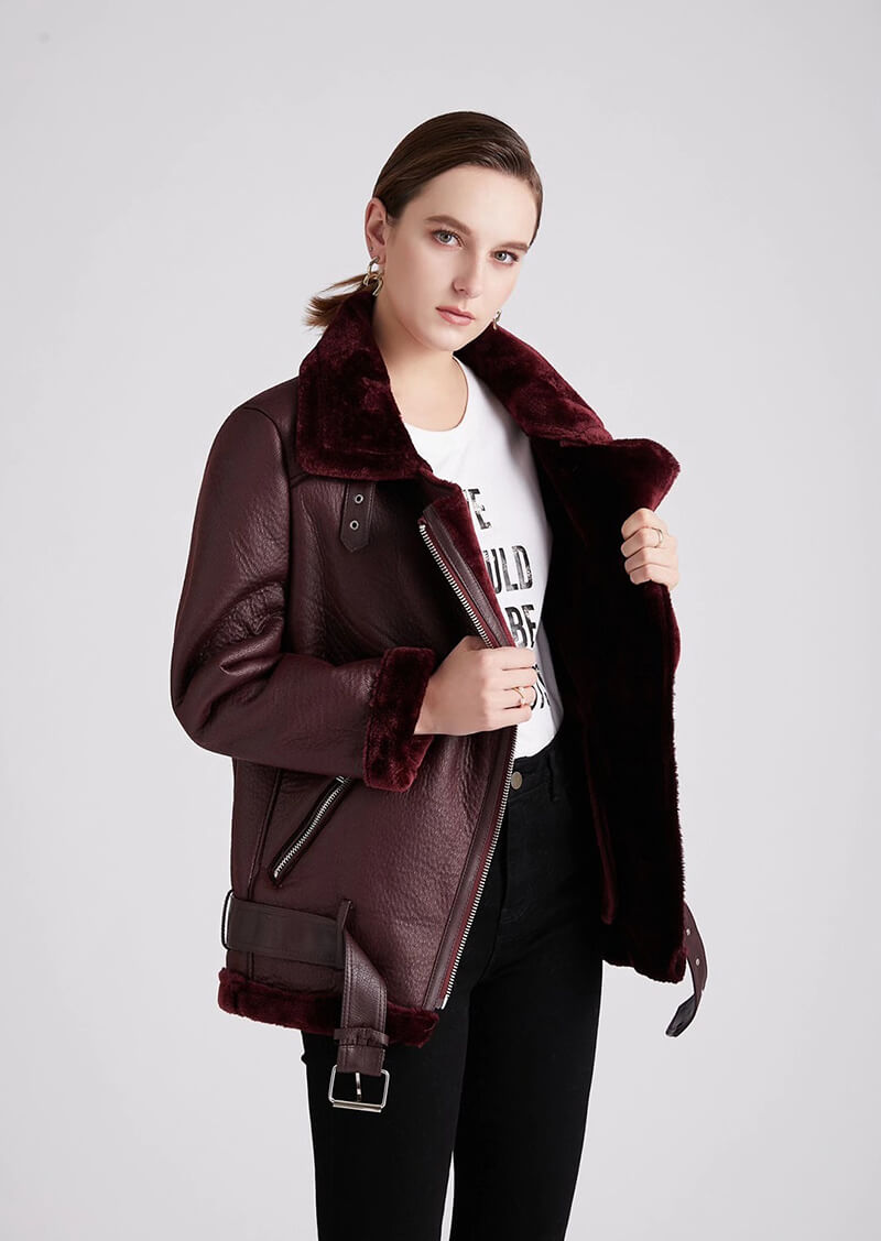 Thick Faux Leather Fur Sheepskin Jacket - Nelly - Image 4