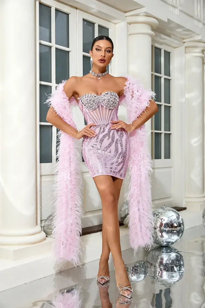 Luxury Sequins With Scarf Dress - Inara - Image 7